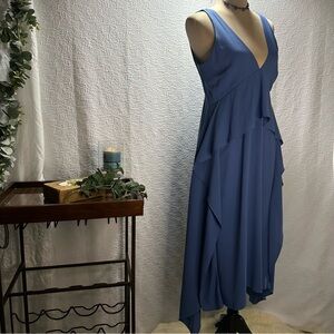 Gianni Bini Blue Asymmetrical Ruffled Sundress